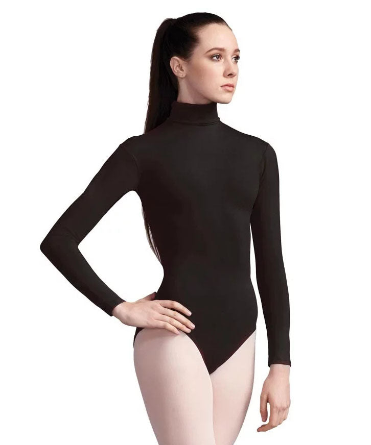 Womens Black Turtleneck Long Sleeve Bodysuit